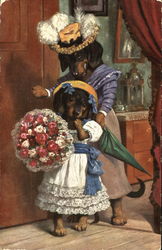 Dressed Dogs Postcard