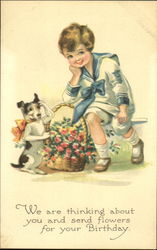 We Are Thinking About You And Send Flowers For Your Birthday Postcard