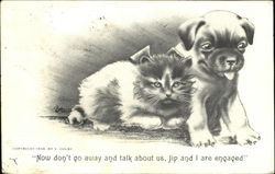Now Don't Go Away And Talk About Us Jip And I Are Engaged Postcard