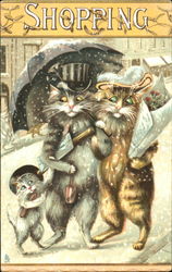 Shopping Cats Postcard Postcard