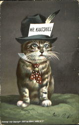 Cat Dressed in Hat and Shirt Collar with Tie Cats Postcard Postcard