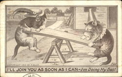 Cats on Teeter Totter Postcard