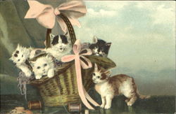 Kittens in a Basket Postcard