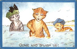 Come And Splash Us! Cats Postcard Postcard