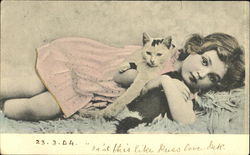 Girl with Cats Postcard