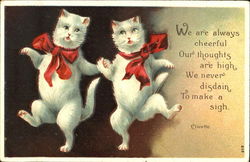 Dancing Cats Red Bows Postcard