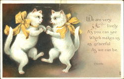 Dancing Cats Yellow Bows Postcard