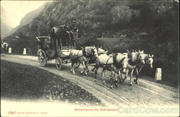 Schweizerische Gebirgspost Stage Coach Horses