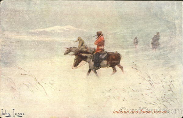 Indians In A Snow Storm John Innes Horses