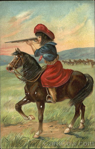 Cowgirl Shooting Cowboy Western