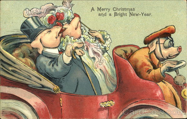 A Merry Christmas And A Bright New-Year Pigs