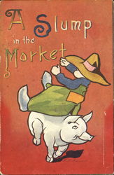 A Slump In The Market Pigs Postcard Postcard