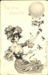 New Year Greetings Postcard