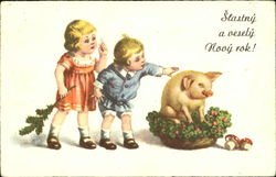 Stastny A Vesely Novy Rok! Pigs Postcard Postcard