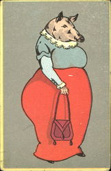 Lady Pig Pigs Postcard Postcard