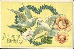A Happy Birthday Birds Postcard Postcard