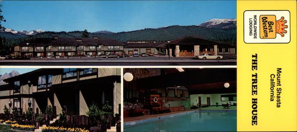 The Tree House Motor Inn, 1-5 and Lake Street P. O. Box 236 Mount Shasta California