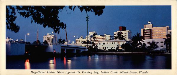 Magnificent Hotels Glow Against The Evening Sky, Indian Creek Miami Beach Florida