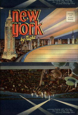 Souvenir Folder New York by Night Large Format Postcard