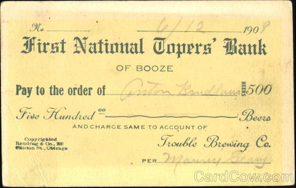 First National Topers' Bank Of Booze Drinking