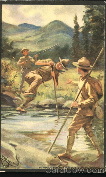Vaulting A Stream Boy Scouts