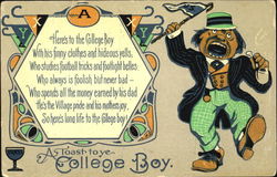 A Toast To Ye College Boy Postcard