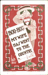 Boo-Hoo My Wife Has Went To The Country Comic, Funny Postcard Postcard