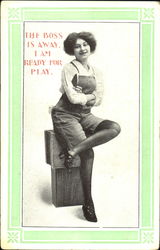 The Boss Is Away. I Am Ready For Play Postcard