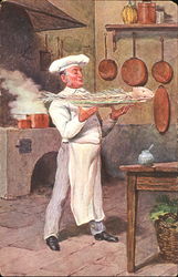 Chef with Fish Postcard