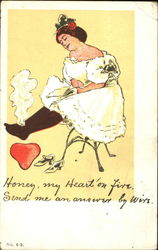 Heart on Fire Romance & Love Postcard Postcard