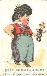 Wifie's Clearly Best Man Of The Two Postcard