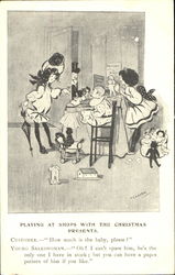 Playing At Shop With The Christmas Presents Postcard