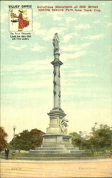 Gillies' Coffee - Columbus Monument Looking Toward Park, 59th Street New York City, NY Advertising Postcard Postcard