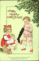 Merry Merry Christmas Children Postcard Postcard