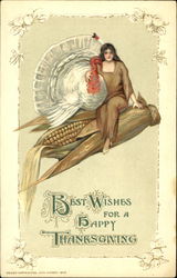 Best Wishes For A Happy Thanksgiving Indians Postcard Postcard