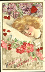 Valentine Greeting Women Postcard Postcard