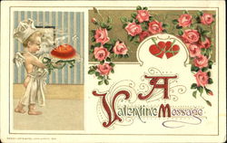 A Valentine Message Cupid Postcard Postcard