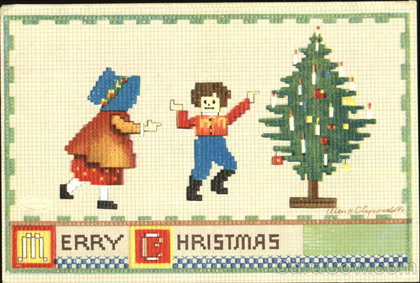 Merry Christmas Needlepoint Ellen Clapsaddle Children