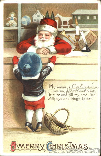 A Merry Christmas Ellen Clapsaddle Santa Claus