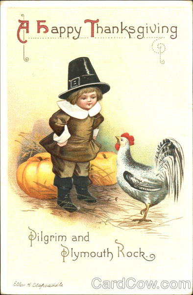 A Happy Thanksgiving Ellen Clapsaddle Pilgrims