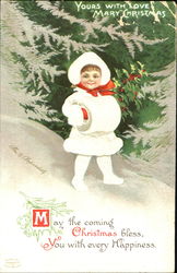 Yours With Love Mary Christmas Postcard