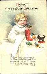 Hearty Christmas Greeting Children Postcard Postcard