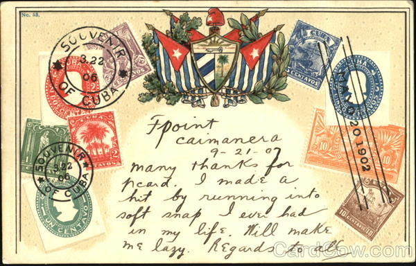 Souvenir of Cuba Stamp Postcards