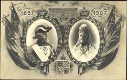 1857 and 1907 Swedish Royalty Postcard