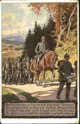 German Army marching through countryside Postcard