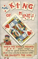 The King Of Hearts Card Games Postcard Postcard