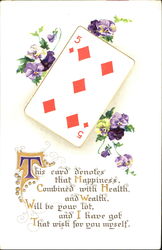 The five of Diamonds Card Games Postcard Postcard