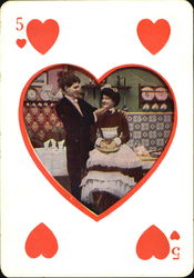 Couple in Five of Hearts Card Games Postcard Postcard