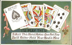 Poker Straight Card Games Postcard Postcard