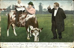 Baby on Cow Postcard